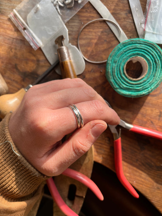 Sterling silver stacker ring making - beginner jewellery workshop